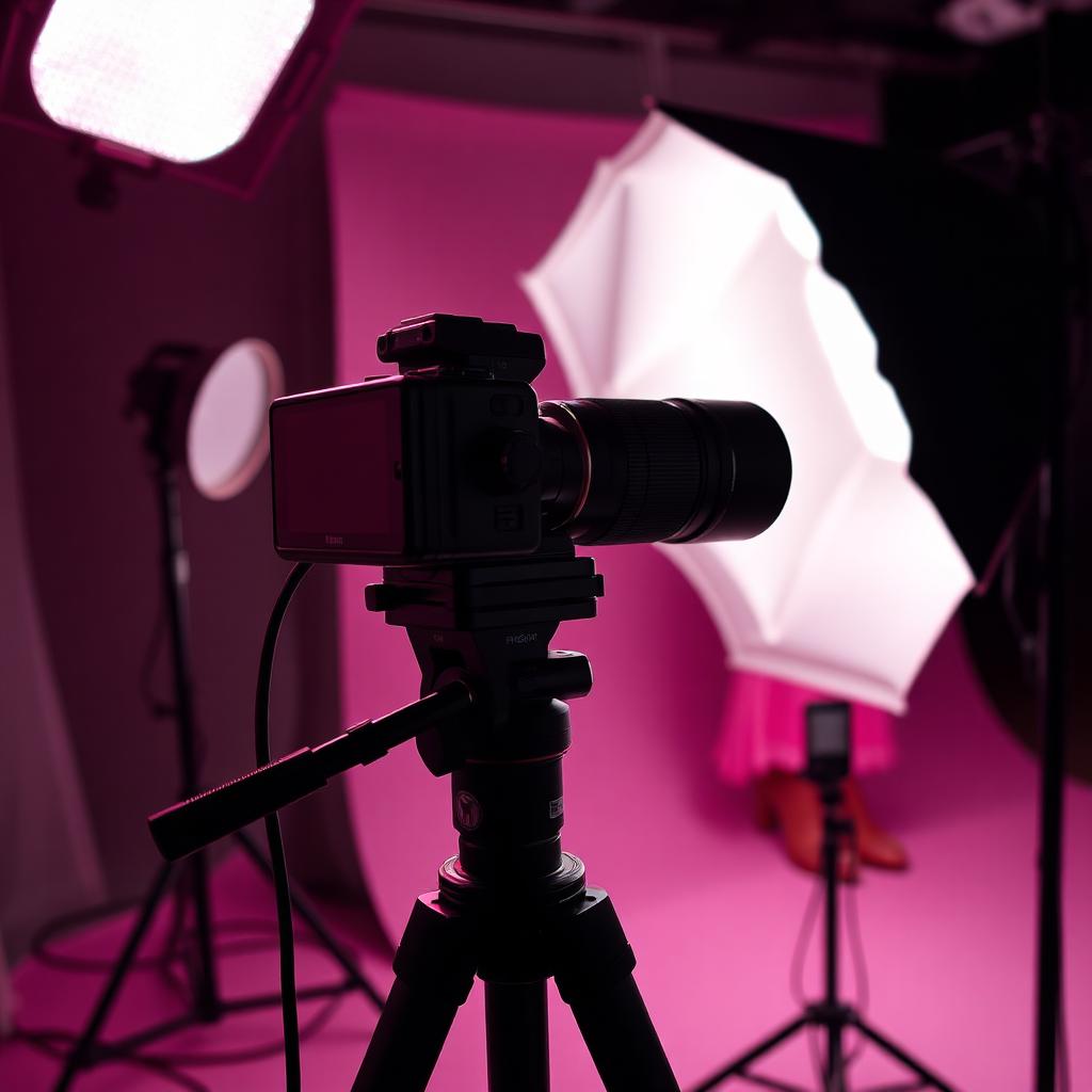 Dettagli tecnici: camera, softbox, luci